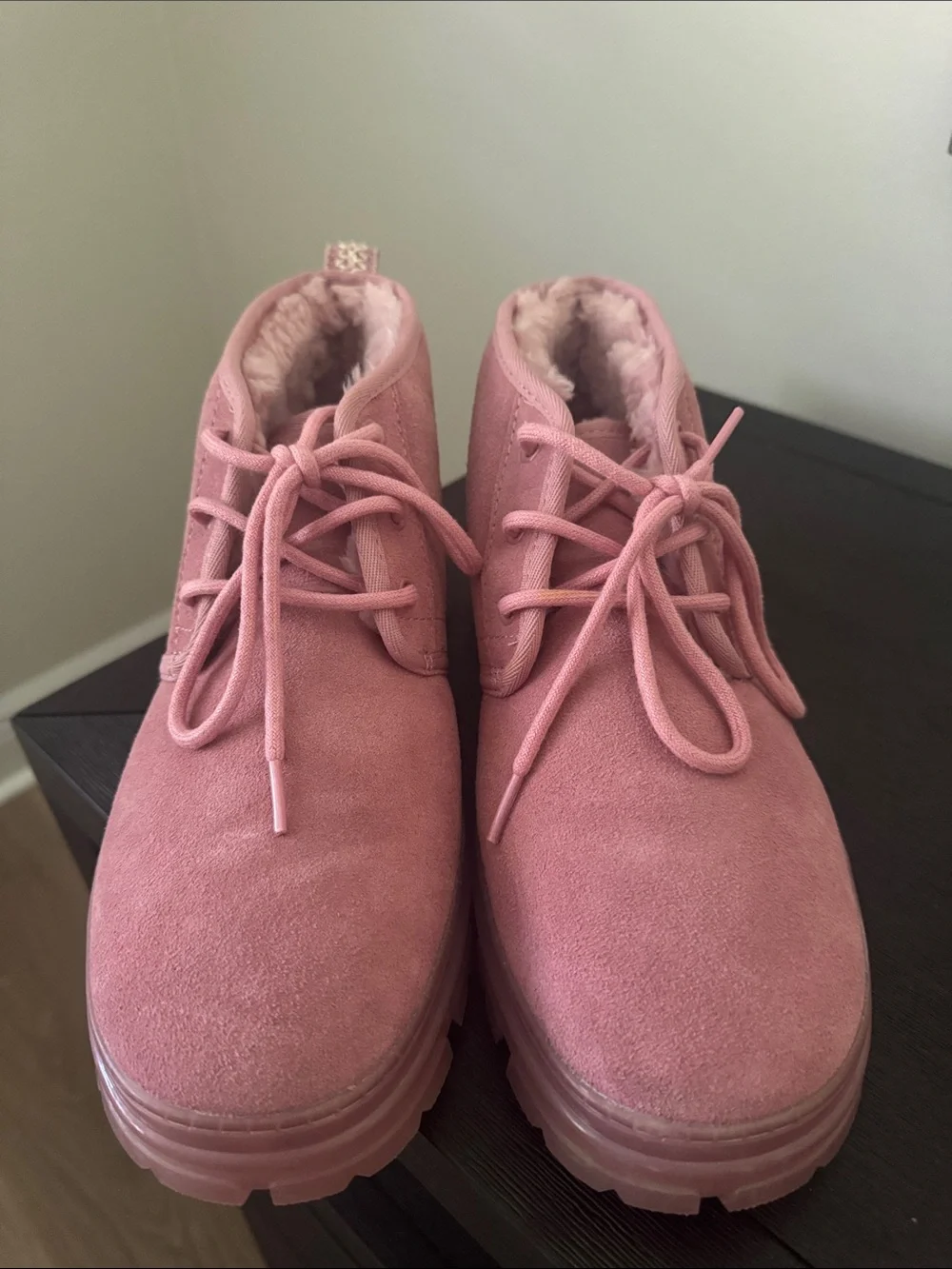 UGG Neumel Boot - Pink Suede Lace-Up Winter Boots